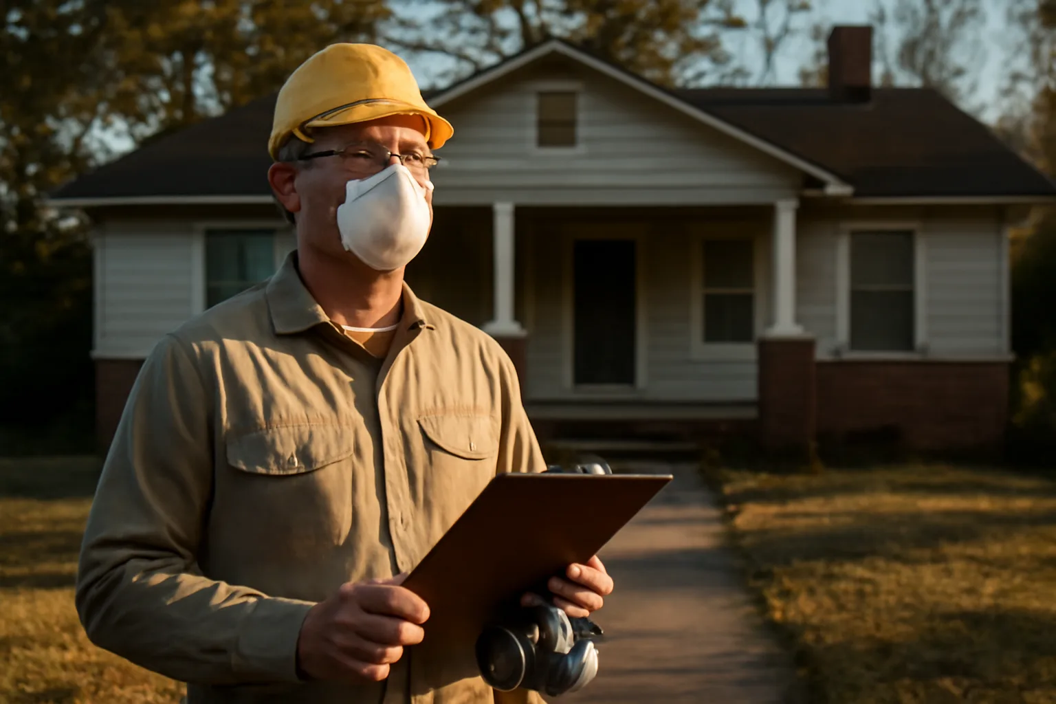 Contractor preparing for lead-safe work at a 1970s Alabama home.